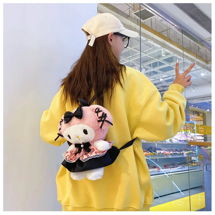 Wholesale Sanrio Plush Kuromi Backpack My Melody Backpack Shoulder Bag Kawaii Plush Toys Lolita Daypack Plushies Doll Girl Gift