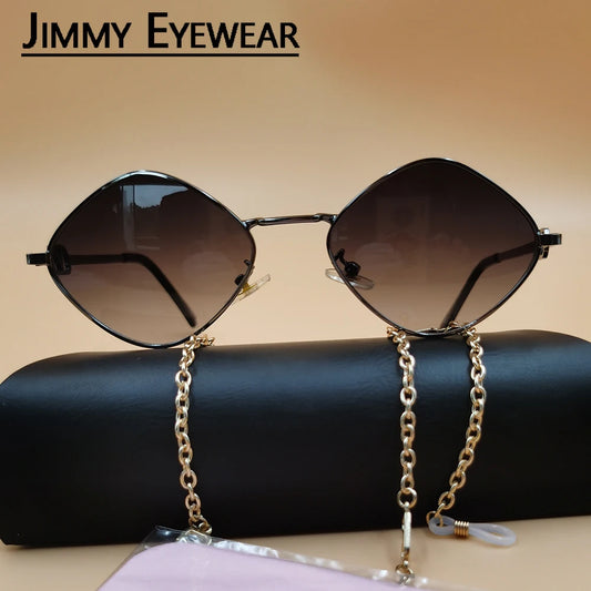2023 with Chain Women's Sunglasses New Trendy Fashion Small Cat Eye Elegant Metal Eyeglasses for Female Designer UV400 Glasses