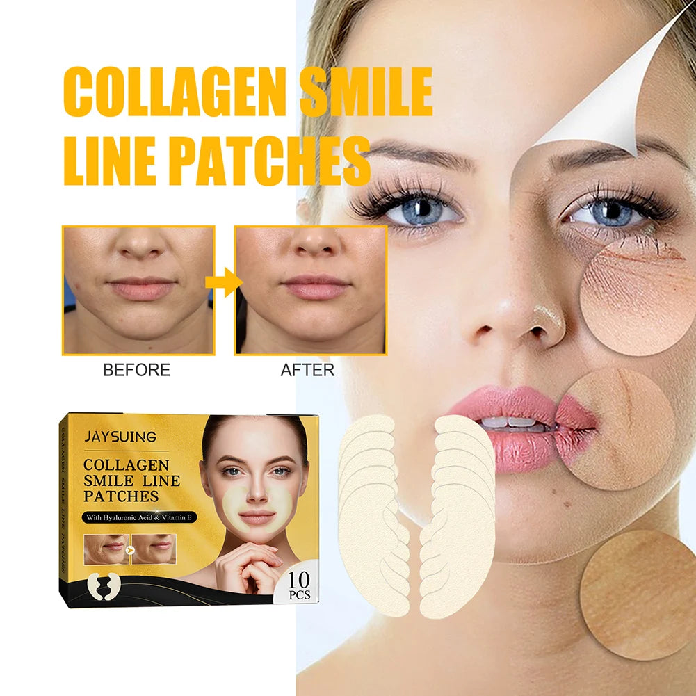 10pcs/Box Forehead Line Removal Patch Nasolabial Folds Collagen Wrinkle Face Patch Anti-Aging Face Lift Beauty Skin Care Pad