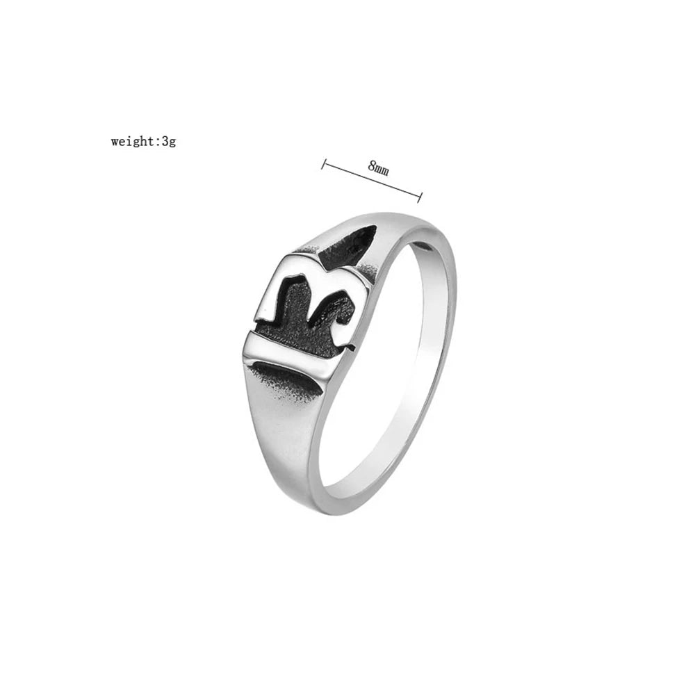 Classic Unique Lucky Number Ring For Men Fashion Punk Stainless Steel Number 13 Alphabet Ring For Women Amulet Jewelry Gift