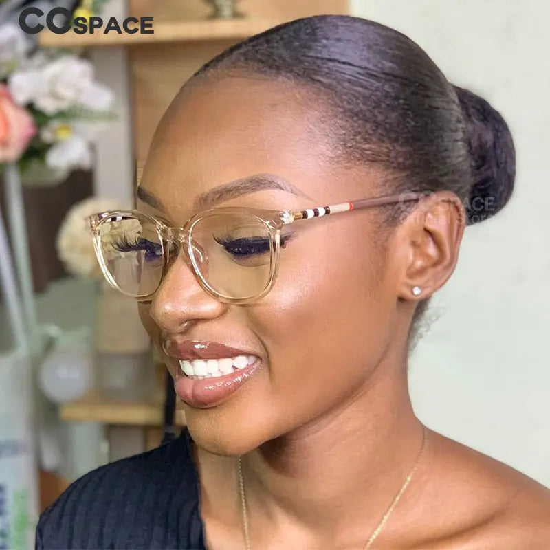 47892 Women Trending Styles Anti Blue Computer Glasses Tr90 Cat Eye Luxury Glasses Frames Men Fashion Brand Optical