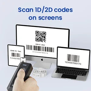 Eyoyo 2D Bluetooth Barcode Scanner Wireless with Clip 2000mAh Battery, Portable Mini QR Bar Code Reader Scanner