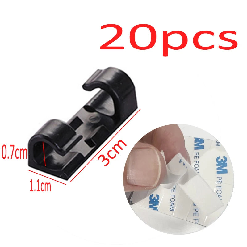 16/20pcs Cable Organizer Clips Cable Management Wire Manager Cord Holder USB Charging Data Line Bobbin Winder Wall Mounted Hook
