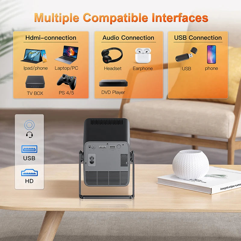 Xnano HM103-A Projector 4K Android 13 Dual WiFi5 300ANSI Amlogic T950S BT5.2 1920*1080P Home Theater Cinema Mini Projectors