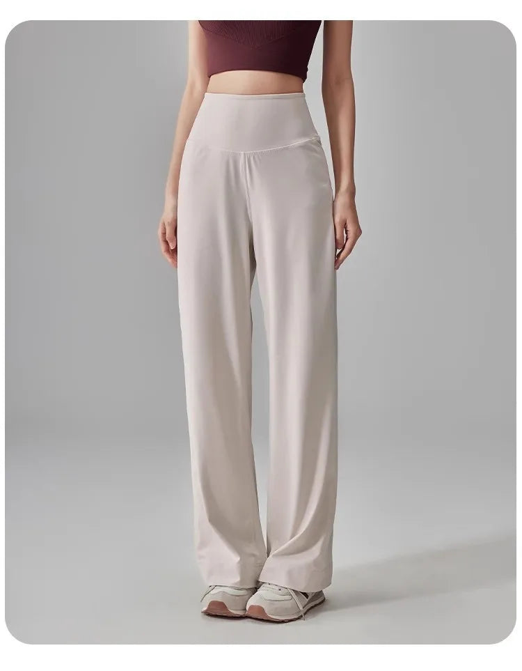 Women's High Quality Pants With Pockets High Waist Stretch Loose Sweatpants Nake-Feeling Sports Leisure  Yoga Workout Pants