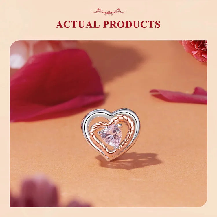 WOSTU 925 Sterling Silver Tree of Life Pendant Plated White Rose Gold Rose Charm Spacer Beads Fit Original Bracelet for Women