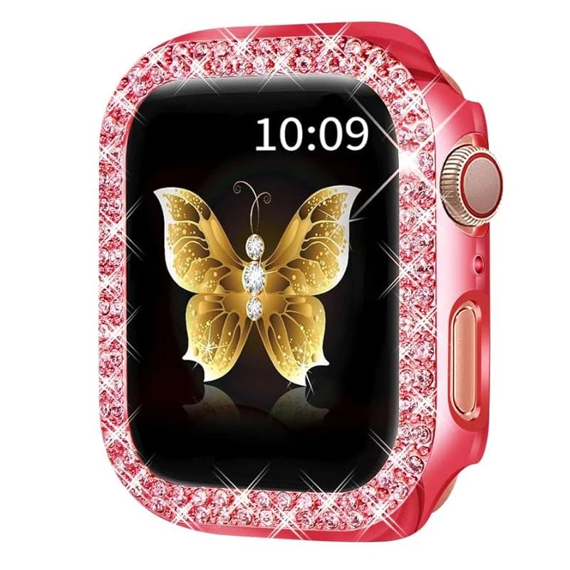 Bling Case for Apple Watch Series 9 8 7 6 5 4 3 2 1 SE(No Screen), Women Glitter Rhinestone Protector Frame.