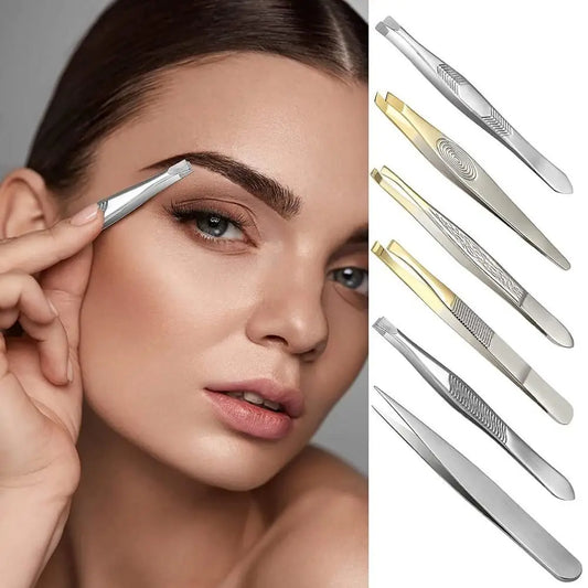 1PC Stainless Steel Slant/Tip/Flat Eyebrow Tweezer for Facial Hair Ingrown Hair Removal Tool Tweezers For Plucking Eyebrows