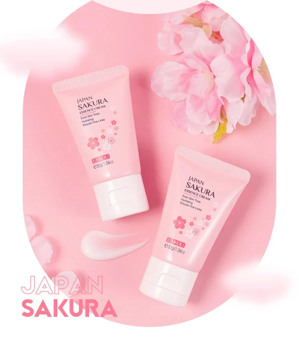 Sakura Whitening Essence Face Cream Anti-Aging Moisturizer Wrinkle Remover Remove Dark Spots Shrink Pore Brighten Glow Skin Care