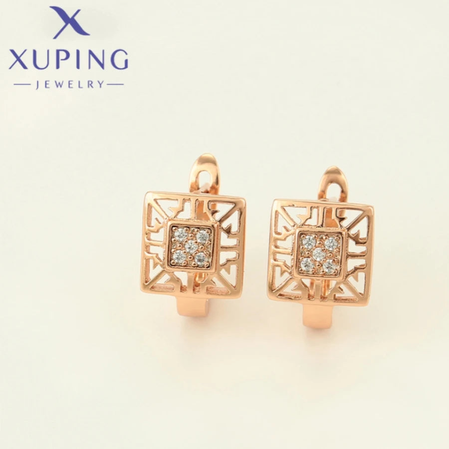 Xuping  Jewelry New Exquisite Style Pearl Unique Shape Rose Gold Color Rings Earrings for Women Set Party Wish Gifts A00917078