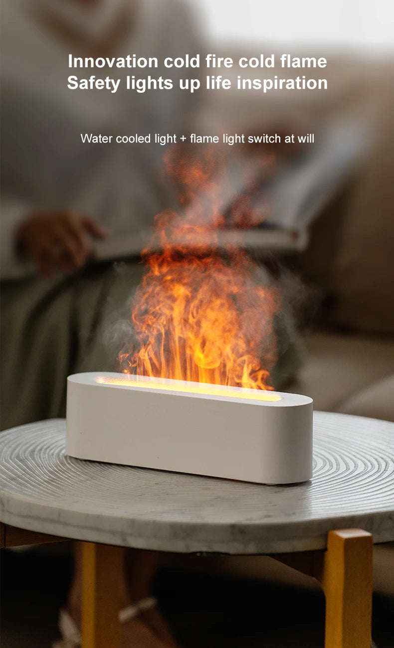 2023 Flame Aroma Diffuser Air Humidifier Cool Mist Maker Fogger Essential Oil Fire  Led Lamp Diffuser Ultrasonic For Home Office