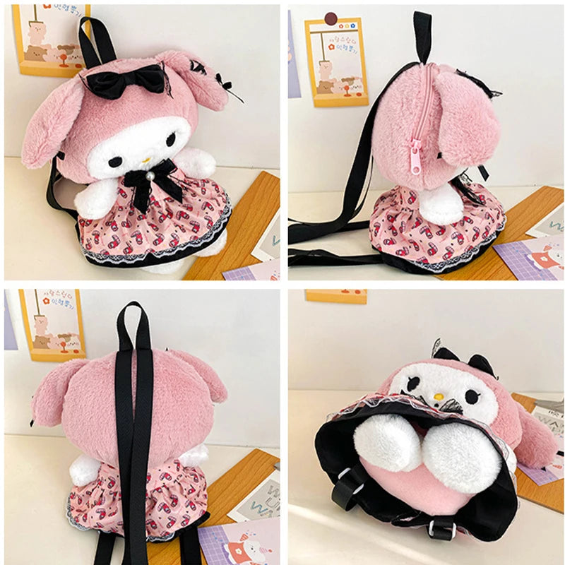 Wholesale Sanrio Plush Kuromi Backpack My Melody Backpack Shoulder Bag Kawaii Plush Toys Lolita Daypack Plushies Doll Girl Gift