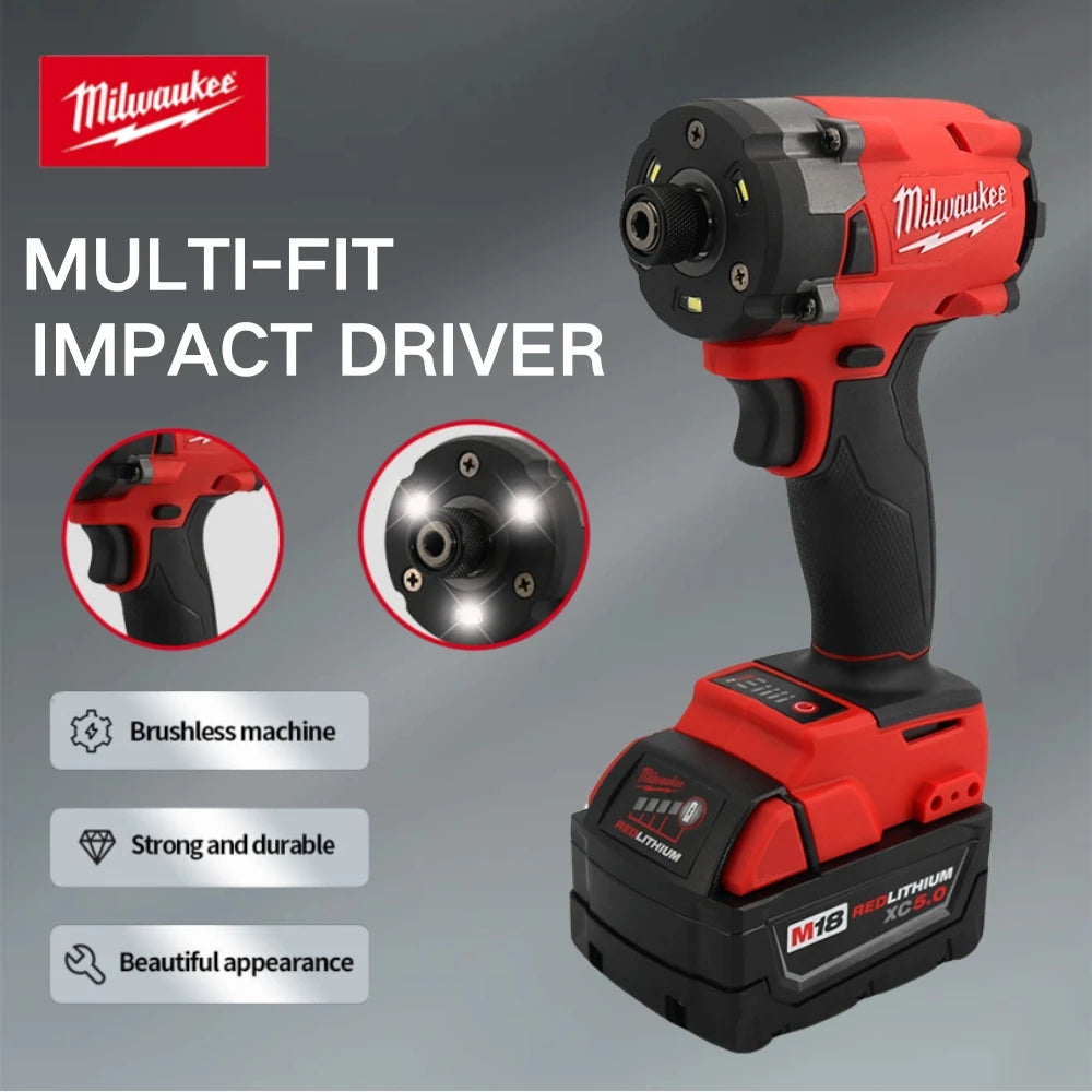 Milwaukee Brushless Cordless Electric Impact Driver Car Truck Repair Screwdriver Impact WrenchDrill Rechargable m18 Battery Tool