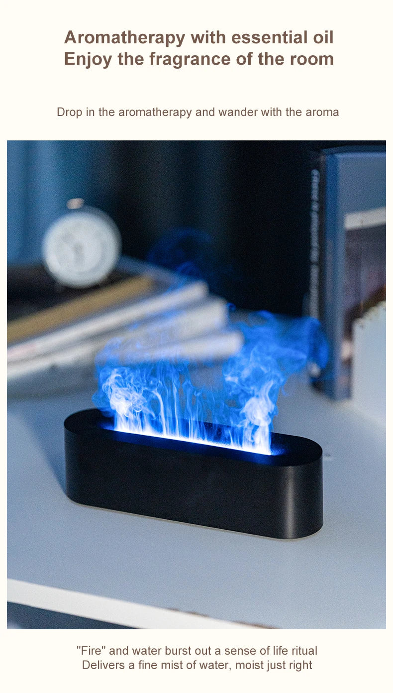 2023 Flame Aroma Diffuser Air Humidifier Cool Mist Maker Fogger Essential Oil Fire  Led Lamp Diffuser Ultrasonic For Home Office