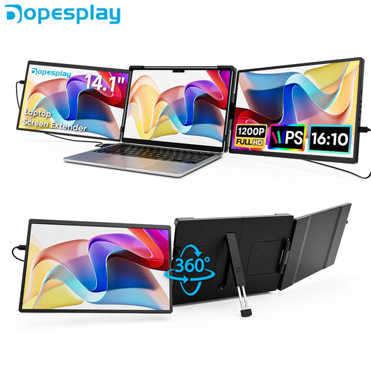 Dopesplay 14.1inch Laptops Screen Extender Triple Dual FHD 1200P IPS Portable Monitors For Windows Macbook Chrome 13.3-17.3 inch
