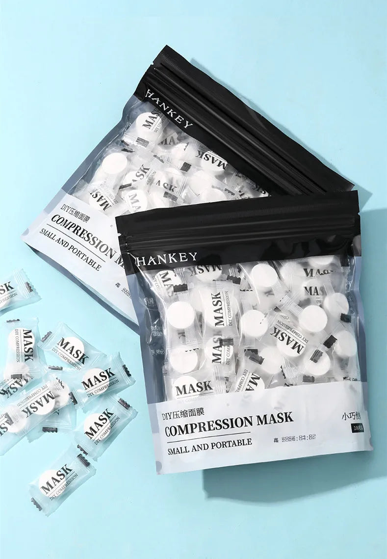 100PCS DIY Compressed Facial Mask: Disposable Non-woven Facial Mask with the Characteristics of Being Extremely Easy to Carry