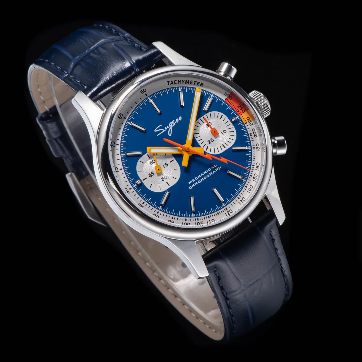 Sugess Watch Mens 1963 Pilot Chronograph Mechanical Wristwatches Tianjin ST19 Movement Swanneck Sapphire Crystal Racing Leather