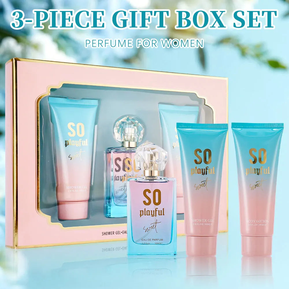 Bath and Body Gift Set for Women & Girls 1.7fl.oz Eau de Parfum Spray 2.8fl.oz Shower Gel 2.8fl.oz Body Lotion Women's Fragrance