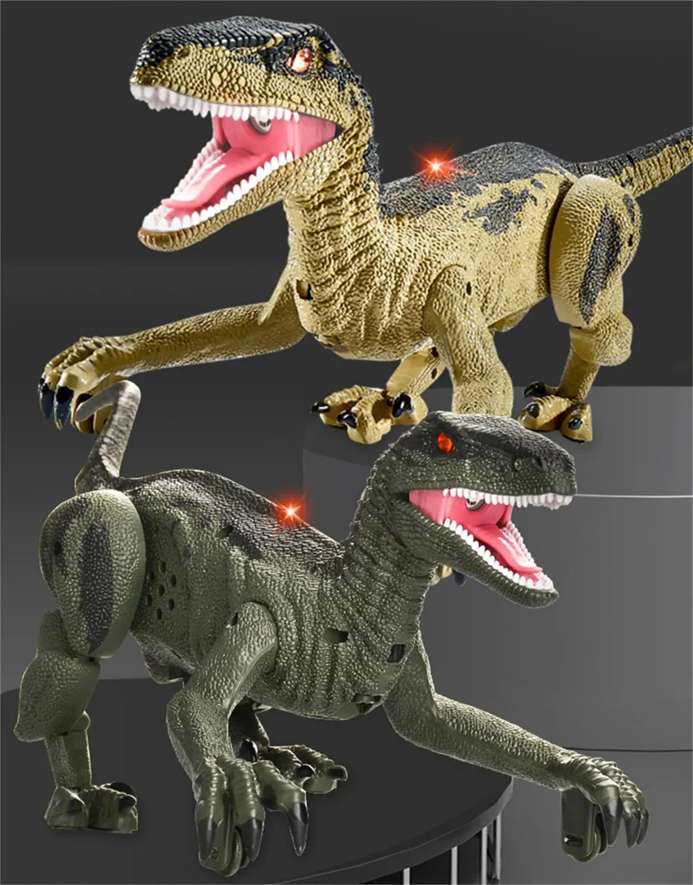 Remote Control Dinosaur Toys Kids RC Electric Walking Jurassic Dinosaur Simulation Velociraptor Toy With LED Light and Roaring