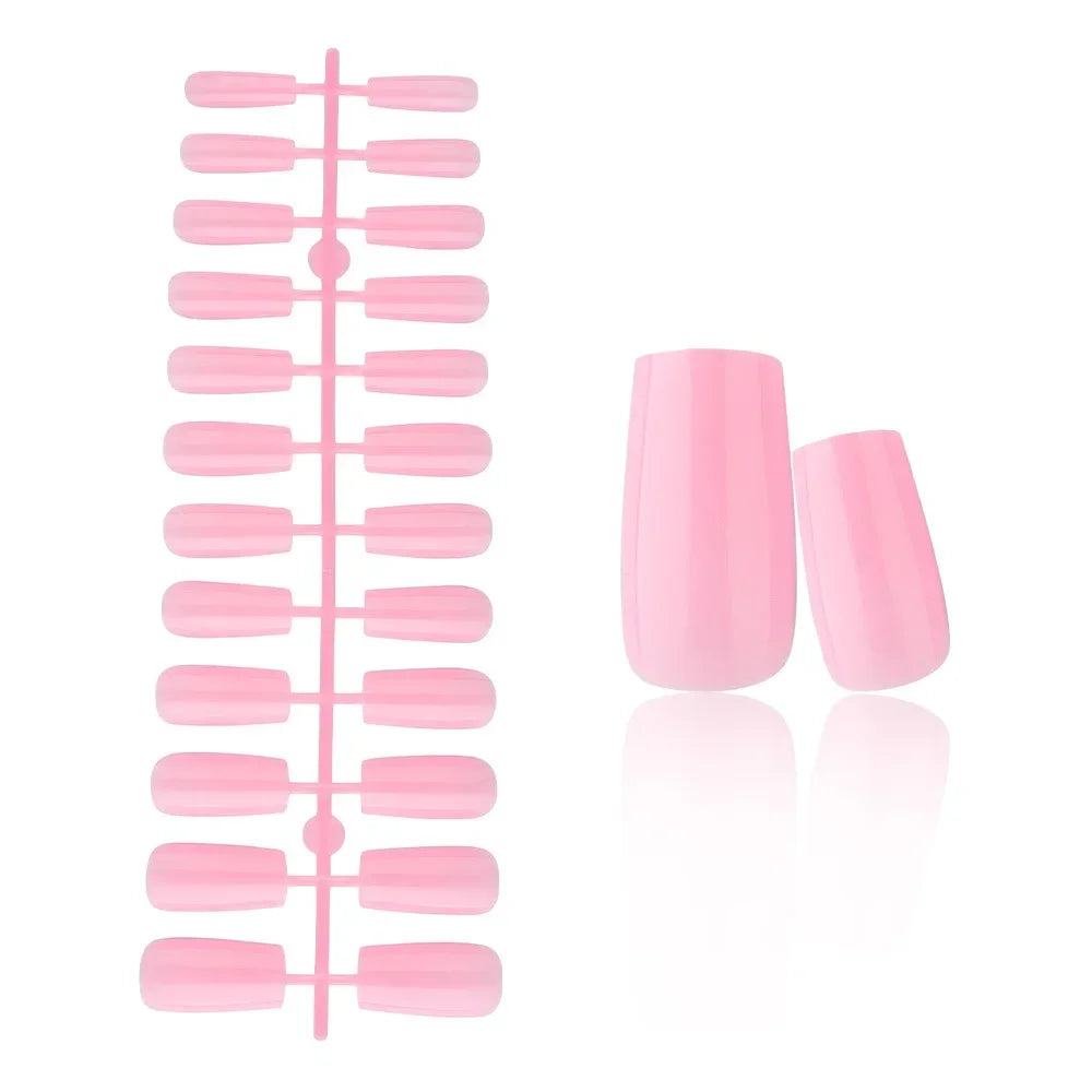 24 Pcs Solid Color Nail Tips Extension System Soft Gel Fake Nail Sculpted Square Full Cover Press on Nail Tips Artificial Nails