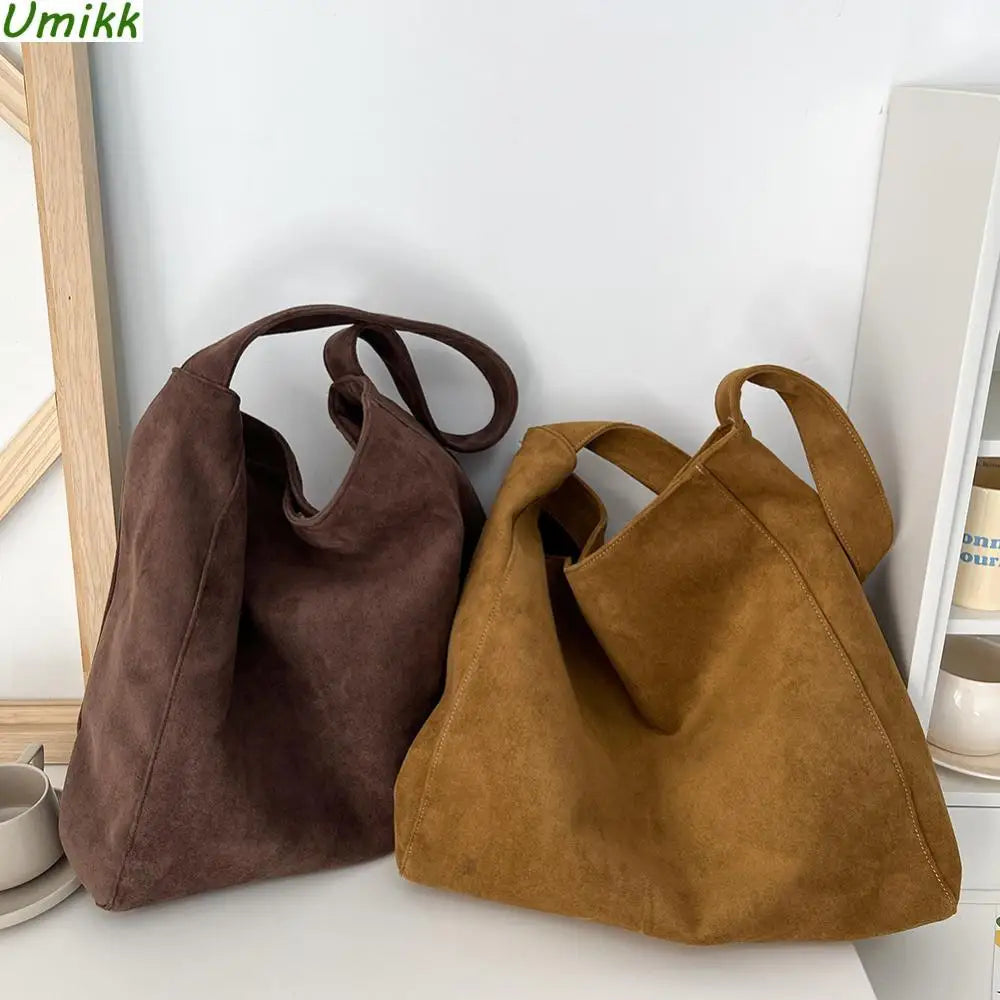 Women Large Capacity Shoulder Bag Stylish Tweed Fabric Trendy Bag Fashion All-Match Bag for Daily Solid Color Handbag