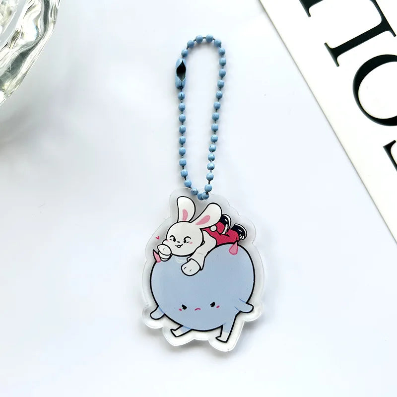 Kpop Group Keychain Toys Cartoon Animal Doll Rabbit Fox Dog Key Chain Pendant Kids Adults Fans Accessories Gift