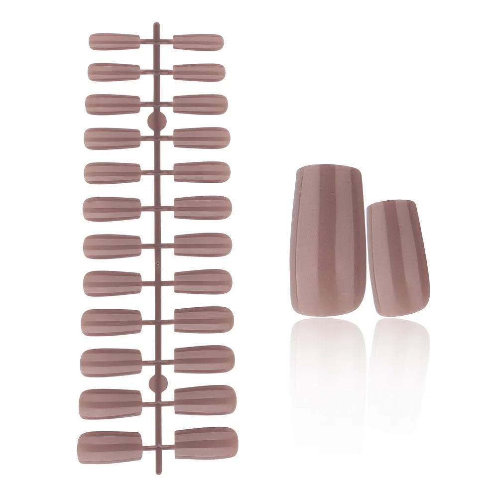 24 Pcs Solid Color Nail Tips Extension System Soft Gel Fake Nail Sculpted Square Full Cover Press on Nail Tips Artificial Nails