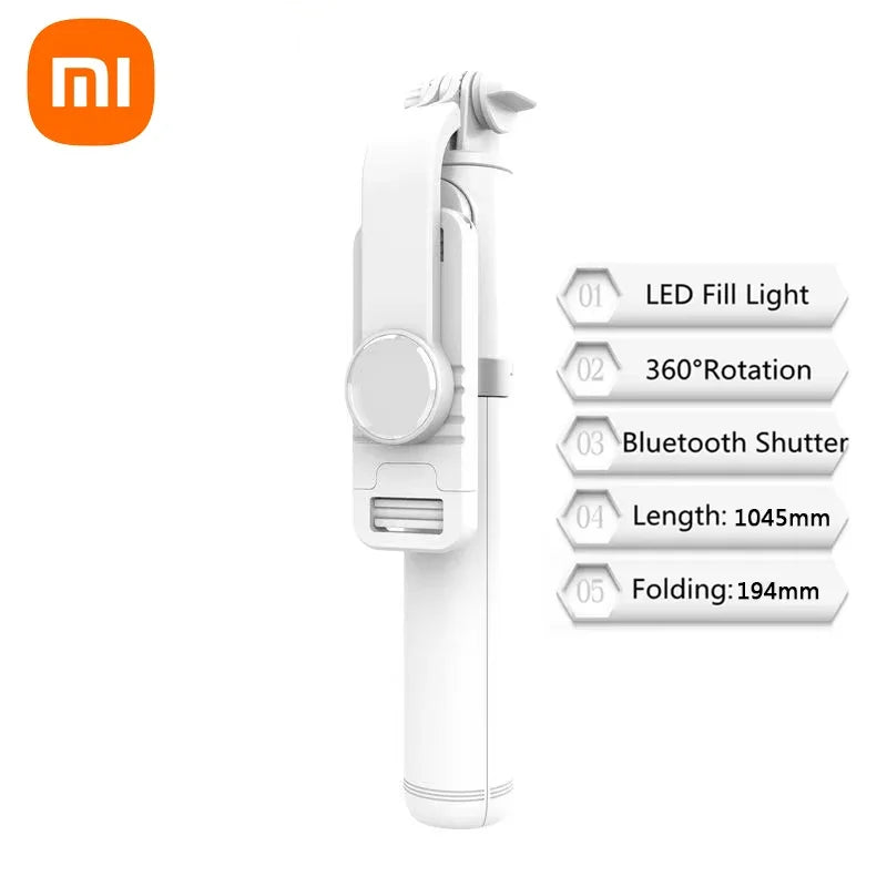Xiaomi 1045mm Selfie Stick With Wireless Bluetooth Led Fill Light Extended Tripod With Remote Shutter For Android Ios Cellphone