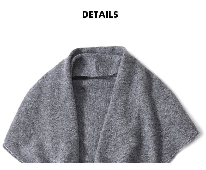 2024 Trend Large Triangle Shawl Scarf 100% Wool Women Knitted Accessories Cape Casual Soft Warm Cappa Cozy Black Gray Red