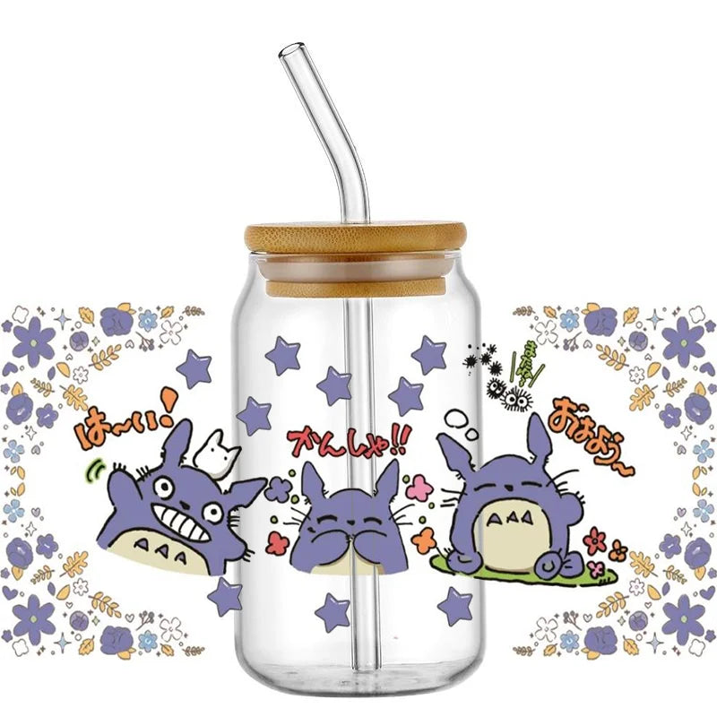Miniso Japanese Animation UV DTF Cup Wrap Cartoon Cute Transfer Stickers Decal for 16oz Libbey DIY Waterproof Sticker