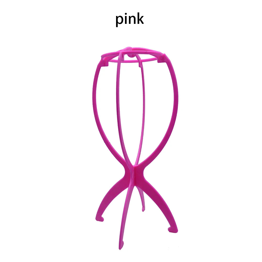 1PCS Folding Wig Stand Plastic Adjustable Portable Hat Display Stand Durable Mannequin Dummy Head Plastic Black, pink, blue