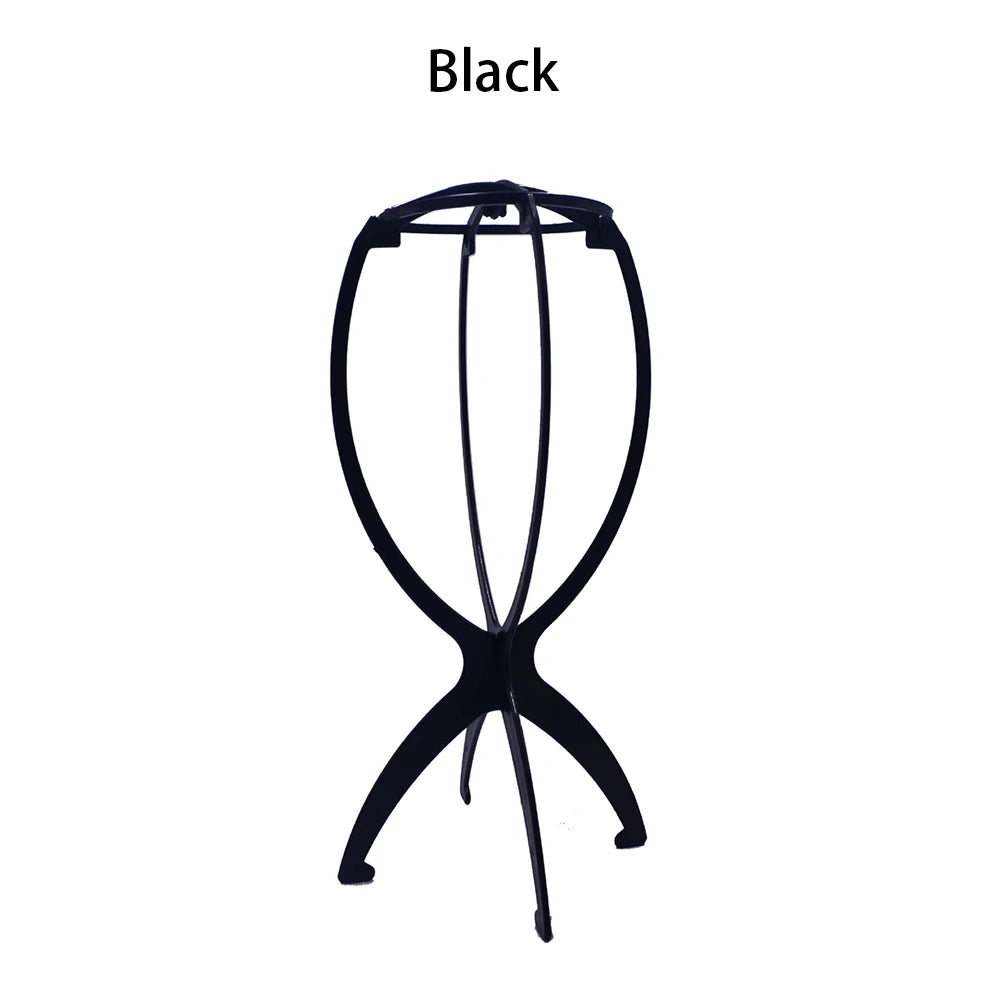 1PCS Folding Wig Stand Plastic Adjustable Portable Hat Display Stand Durable Mannequin Dummy Head Plastic Black, pink, blue