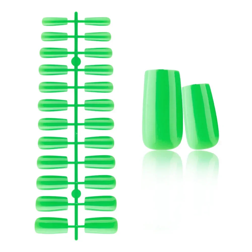 24 Pcs Solid Color Nail Tips Extension System Soft Gel Fake Nail Sculpted Square Full Cover Press on Nail Tips Artificial Nails