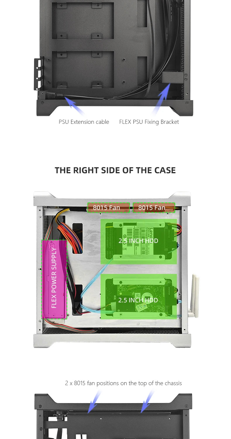 METALFISH G5 Computer Case PC Gamer Micro ATX HTPC Case Desktop Gaming All-aluminum Slim Chassis Supports Knife Card FLEX Power