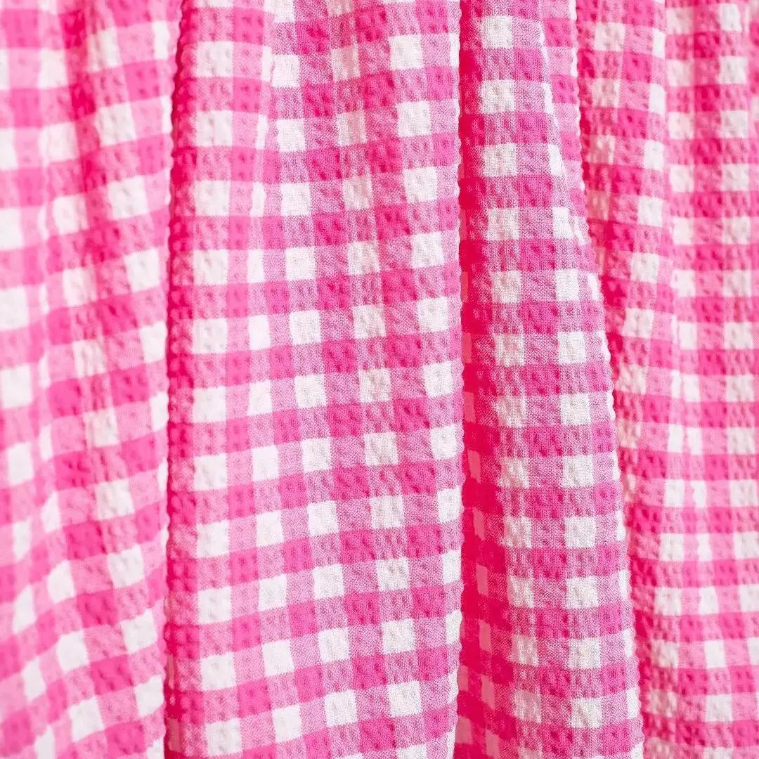 TRAF Plaid Print Sleeveless Dress Women All-match A-line Beach Dress Women Ulzzang Students Dress Vestidos