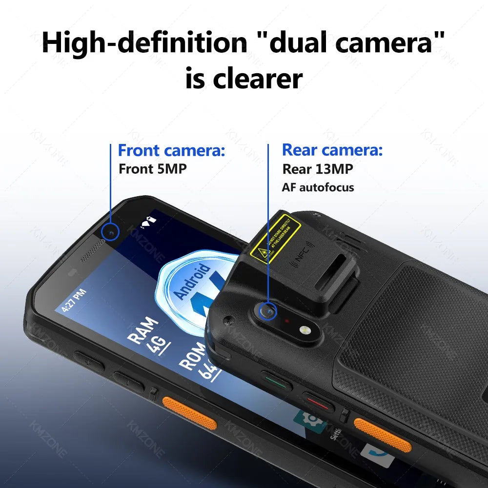 MTK6765 PDA Terminal Android 14 with NFC 4G64G Wifi GPS 1D 2D QR Barcode Scanner Reader Data Collector Mobile Warehouse device