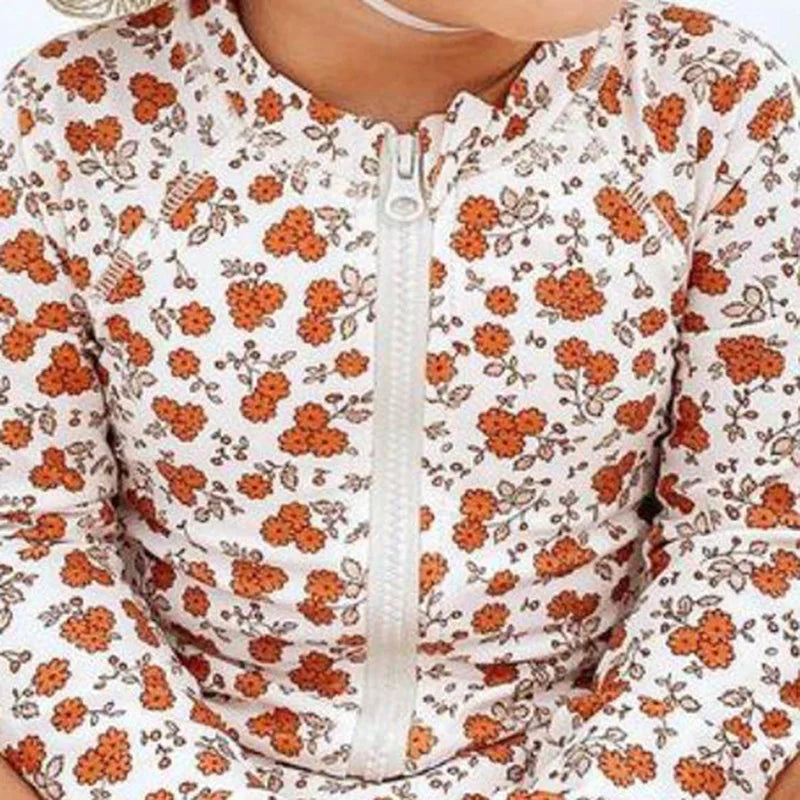 RC Baby Girls Swimwears 1-12y Kids Long Sleeve Sunscreen Floral Toddler Swimming Swimsuit Striped Bikini Suits 2022 Hot Clothes