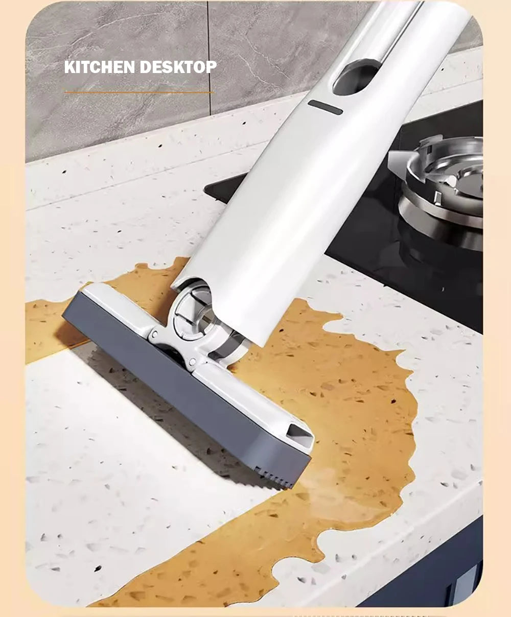 Mini Mop Self Squeeze Mop Powerful Folding Household Clean Tools No Hand Wash Strong Absorbent Mop for Bathroom Kitchen Desktop