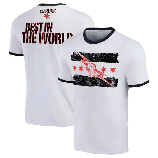 2024 Summer3D Printed Wrestler CM Punk T-shirt Children's Sports Large Top Men's White/Black CM Punk Best In The World Ringer
