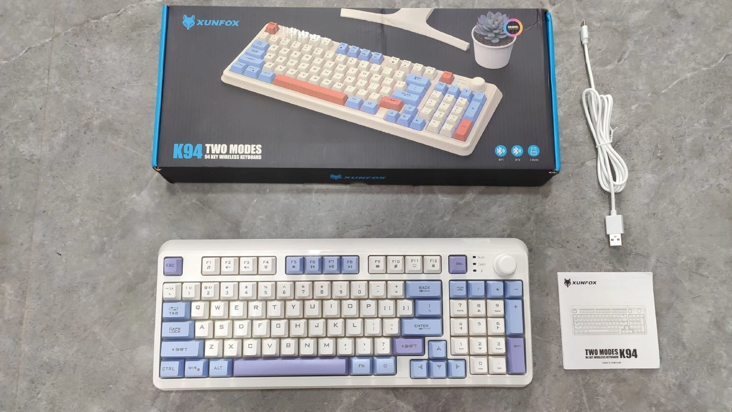 Russian Wireless Keyboard With Russian Layout Spanish Arabic Korean Keyboard Mouse Kit Bluetooth RGB Backlight Volume Knob K94