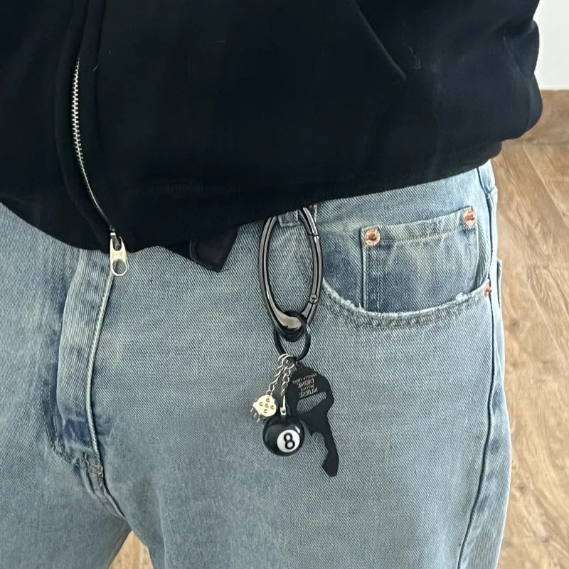 3D Black No 8 Billiard Keychain Lucky Dice Beer bottle opener Fashion Creative Women Men ESSENTIAL ICON CARABINER Pendant Gifts