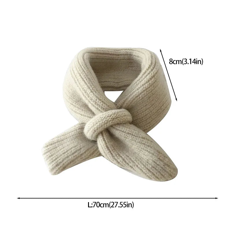 Simple Fashion Baby Scarf Candy Color Woolen Knitted Scarves For Girls Boys Winter Warm Kids Cross Neckerchief