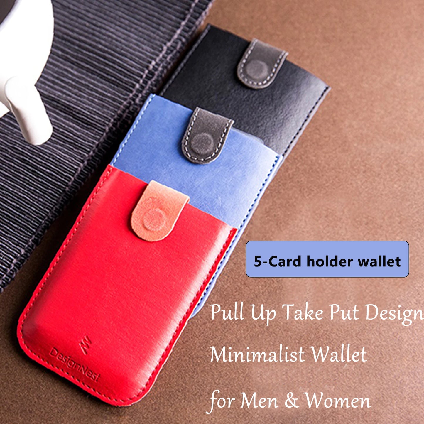 DAX V1 V2 V3 Leather Card Holder Mini Slim Portable Pulled Men Credit Card Wallet Color Gradient 5Card Money Purse Women Handbag