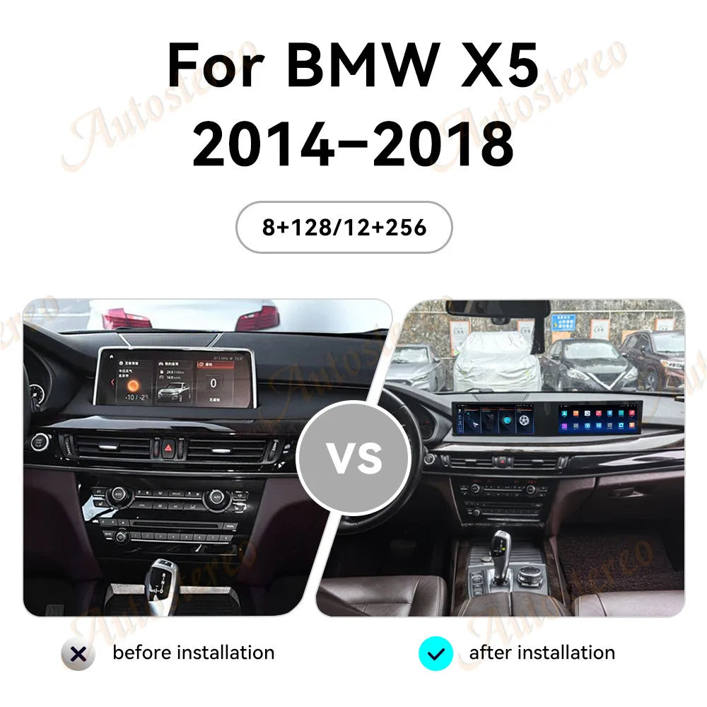 ID8 Dual Screen Carplay Android 13 For BMW X5 F15 X6 F16 X5M X6M 2014-2019 Car Multimedia Player GPS Navigation Head Unit Media