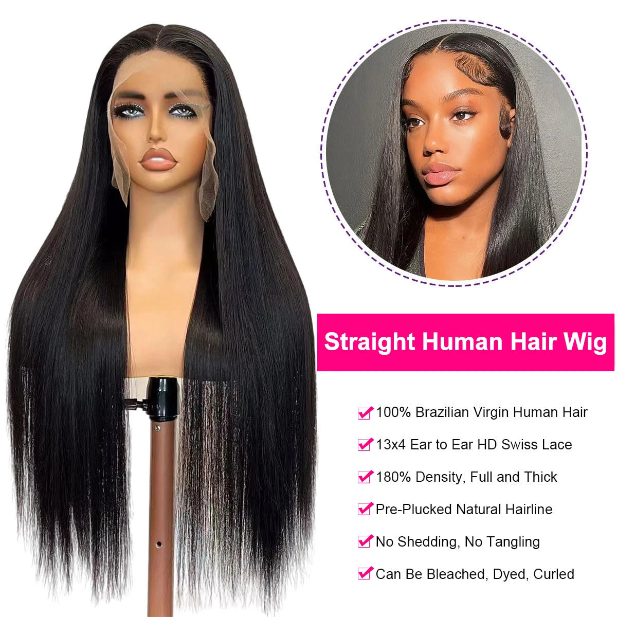 32Inch 13x4 13x6 Transparent Lace Front Human Hair Wig 12A Brazilian Remy Bone Straight Lace Wig 200 Density Glueless Wig
