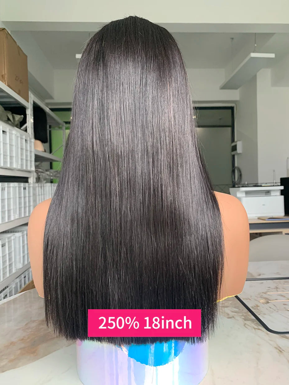 Raw Hair Vietnamese 250 Density 100 Human Hair Lace Frontal Wigs Straight Natural Black 13x6 Bob Wig Lace Front Human Hair Wigs