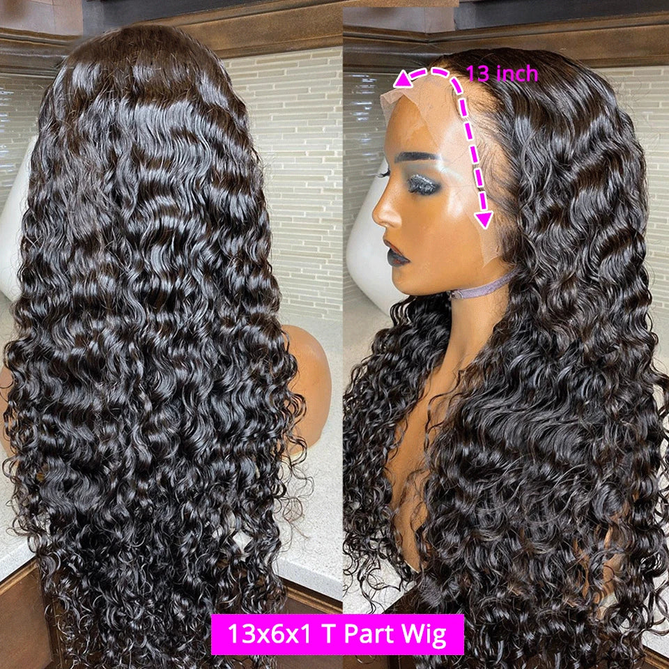 Brazilian 13x4 Transparent Jerry Curly Lace Front Human Hair Wig Water Wave Lace Frontal Wigs Pre Plucked Deep Wave Frontal Wig
