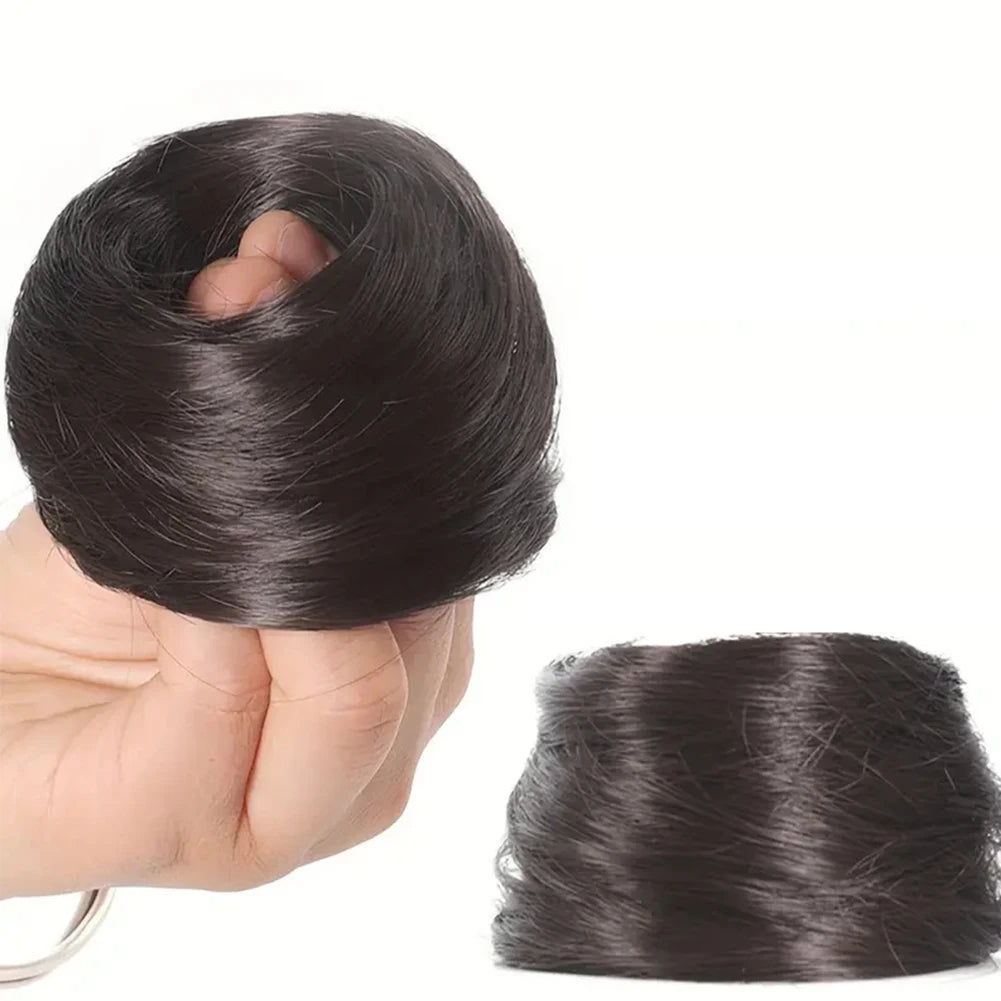 1Pc Synthetic Hair Bun Straight Chignon Elastic Rubber Band Fake Hair Clip in on Hair Tail Extension Updo Hair Piece Ponytail