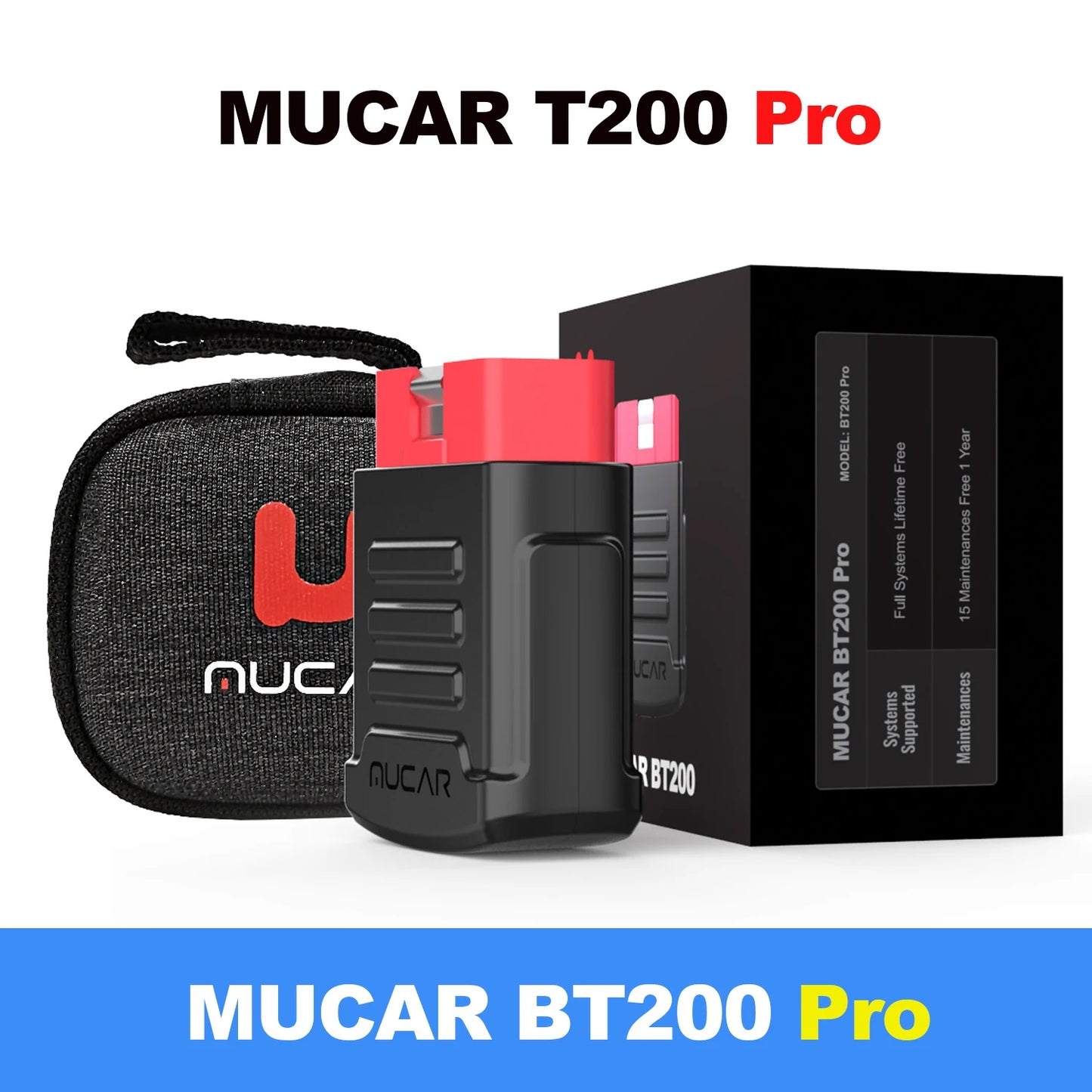 MUCAR BT200/BT200 Pro OBD2 Scanner Diagnostic Tool Bluetooth, Full System Automotive Scan Tool Free Oil/SAS 15 Reset Code Reader