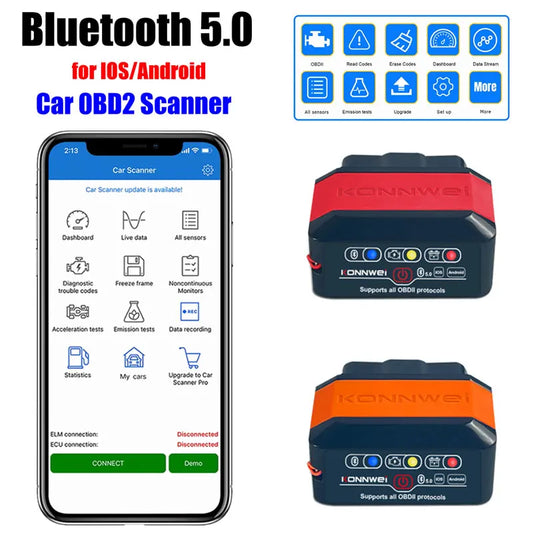 Konnwei Bluetooth 5.0 ELM327 V1.5 OBD2 Scanner KW906 OBDII Auto Diagnostic-Tools ELM 327 V 1.5 OBD 2 Car Code Readers Scan Tools